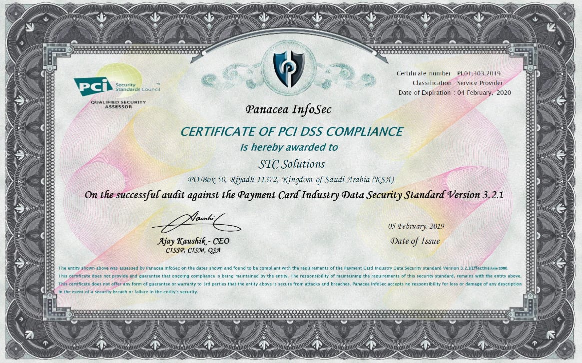 PCI Certificate JDC